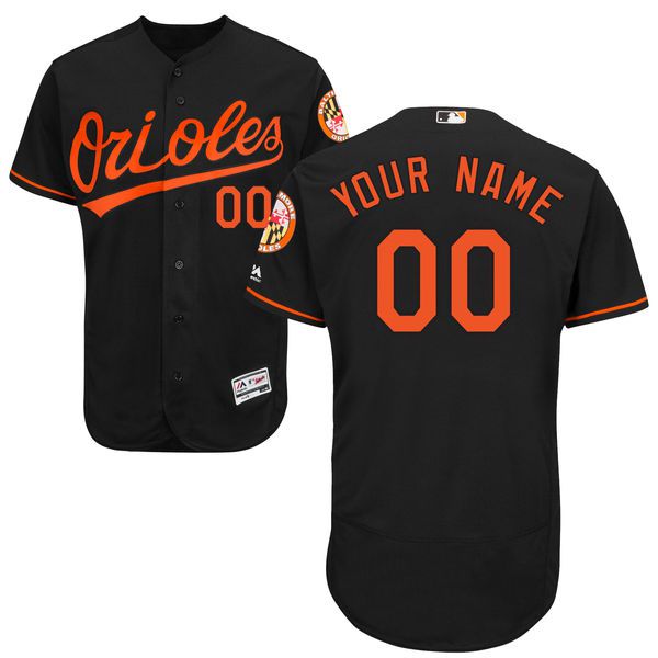 Men Baltimore Orioles Majestic Alternate Black Flex Base Authentic Collection Custom MLB Jersey